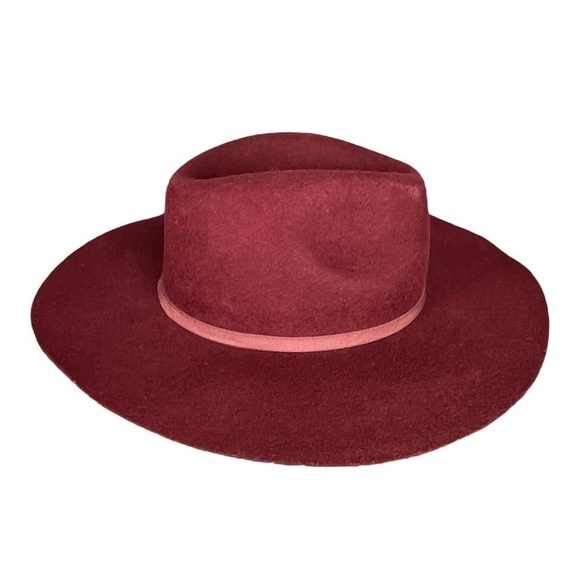 Chico’s 100% Wool Burgundy Fedora Hat - Picture 1 of 7